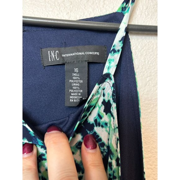 INC International Concepts Green Tie Dye Sleeveless Asymmetrical Flyaway Dress - Picture 4 of 5